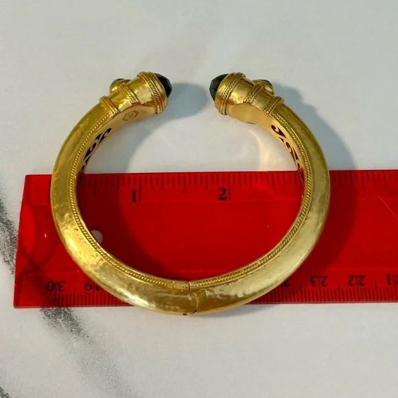 NWOT JULIE VOS 24K Gold Plated Charcoal Blue Bangle Hinge Bracelet - Picture 6 of 6